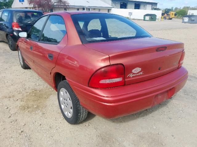 1P3ES47C1WD639691 - 1998 PLYMOUTH NEON HIGHL RED photo 3