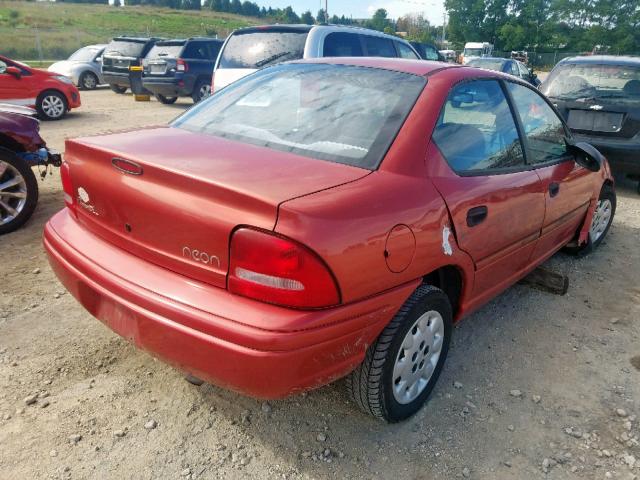 1P3ES47C1WD639691 - 1998 PLYMOUTH NEON HIGHL RED photo 4