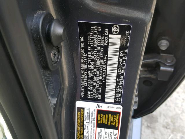 4T1BK1EB2JU274843 - 2018 TOYOTA AVALON XLE GRAY photo 10