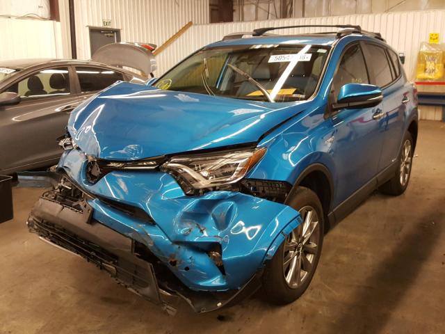 JTMDJREV9HD111299 - 2017 TOYOTA RAV4 HV LI BLUE photo 2