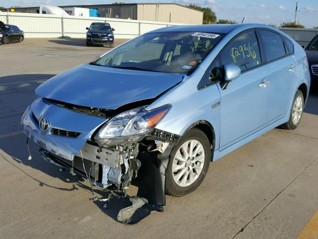 JTDKN3DP7C3007128 - 2012 TOYOTA PRIUS PLUG BLUE photo 2