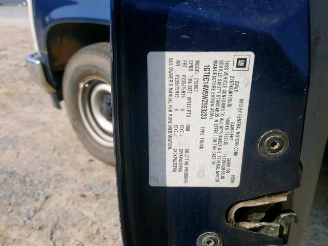 1GTEC14W5WZ553233 - 1998 GMC SIERRA C15 BLUE photo 10