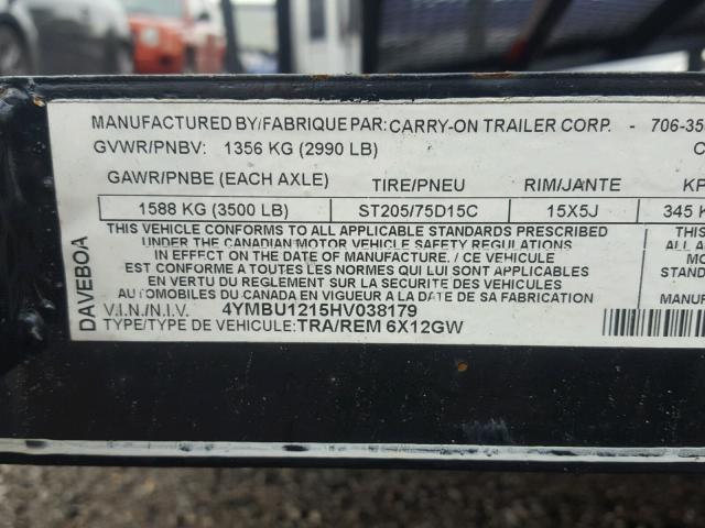 4YMBU1215HV038179 - 2017 UTILITY TRAILER Qara foto 10