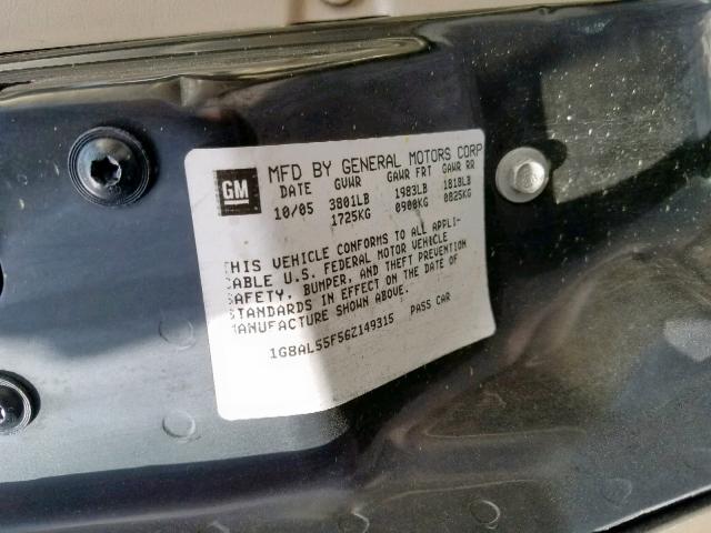 1G8AL55F56Z149315 - 2006 SATURN ION LEVEL GOLD photo 10