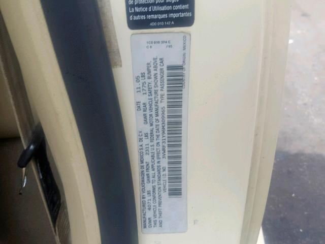 3VWRF31Y96M309965 - 2006 VOLKSWAGEN NEW BEETLE კრემისფერი ფოტო 10