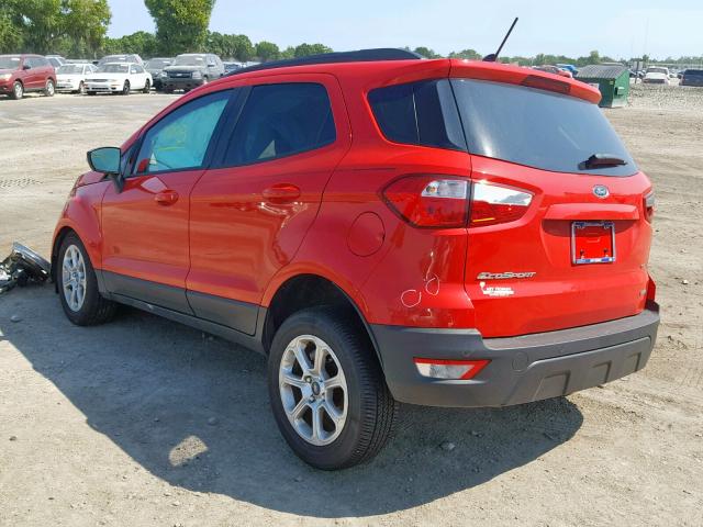 MAJ3S2GE8KC291827 - 2019 FORD ECOSPORT S RED photo 3