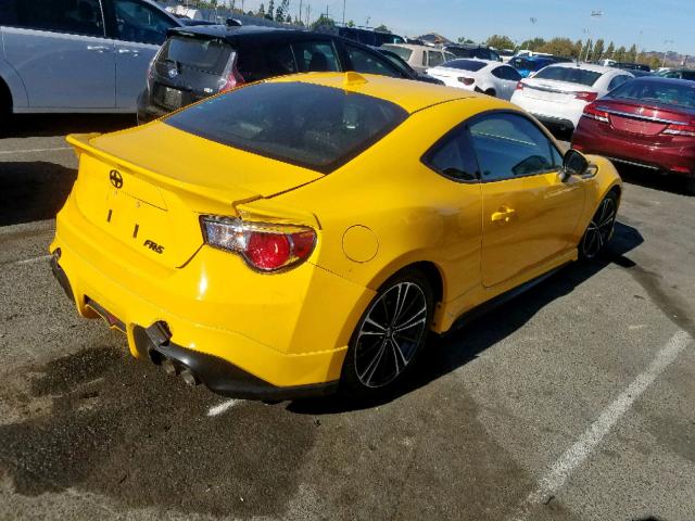 JF1ZNAA16F8706850 - 2015 TOYOTA SCION FR-S YELLOW photo 4