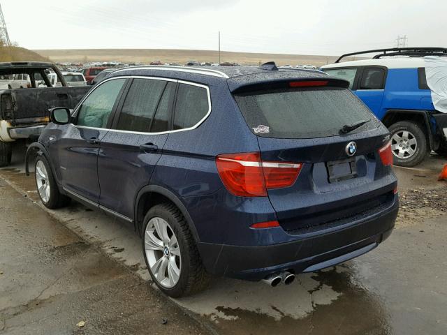 5UXWX7C57DL976432 - 2013 BMW X3 XDRIVE3 BLUE photo 3