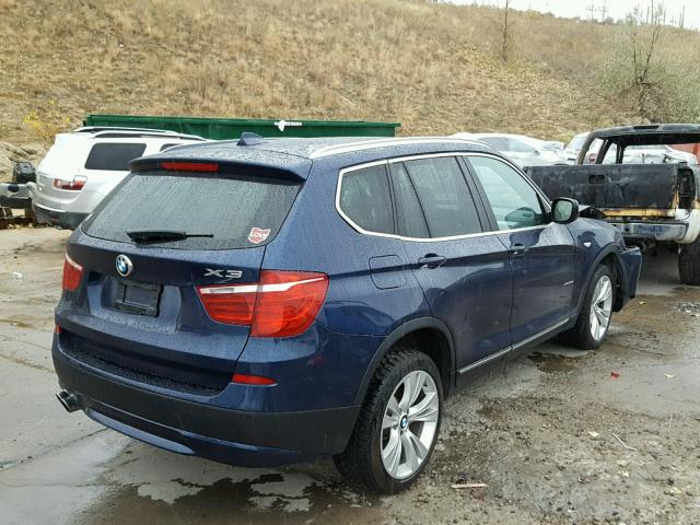 5UXWX7C57DL976432 - 2013 BMW X3 XDRIVE3 BLUE photo 4