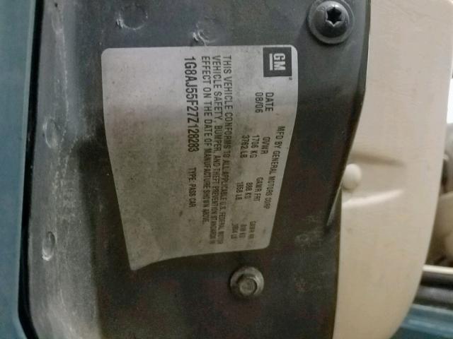 1G8AJ55F27Z128283 - 2007 SATURN ION LEVEL GREEN photo 10