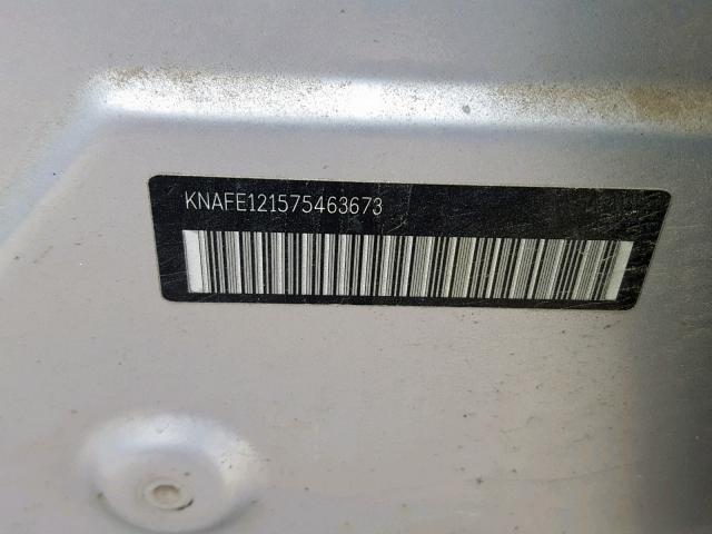 KNAFE121575463673 - 2007 KIA SPECTRA EX SILVER photo 10