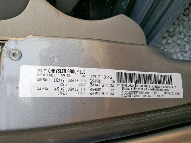 2C4RDGCG5DR716997 - 2013 DODGE GRAND CARAVAN SXT  photo 10