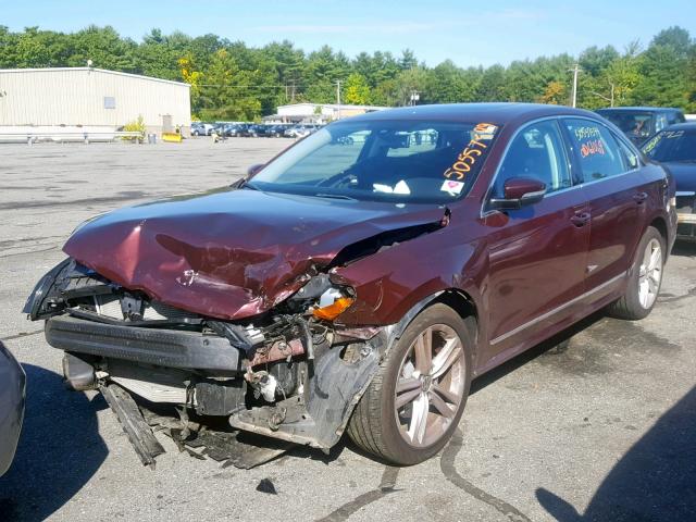 1VWBN7A39DC073543 - 2013 VOLKSWAGEN PASSAT SE BURGUNDY photo 2