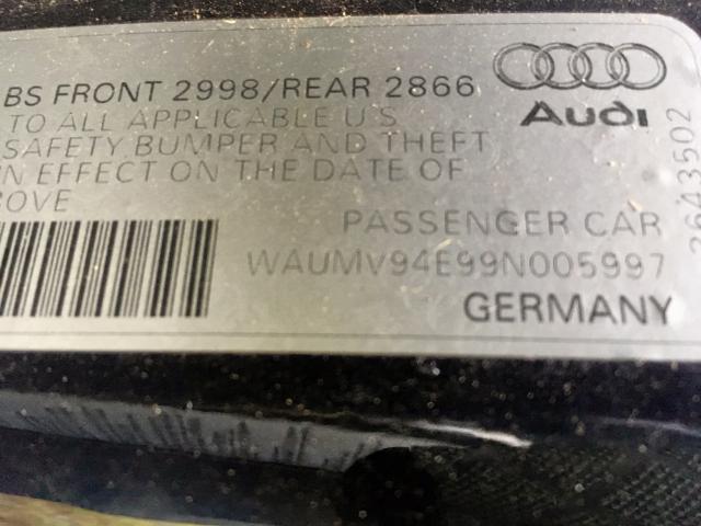 WAUMV94E99N005997 - 2009 AUDI A8 L QUATT BLACK photo 10