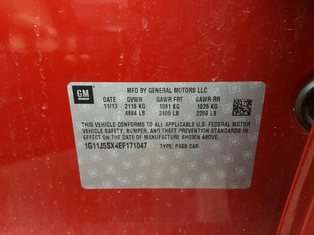 1G11J5SX4EF171047 - 2014 CHEVROLET MALIBU LTZ RED photo 10