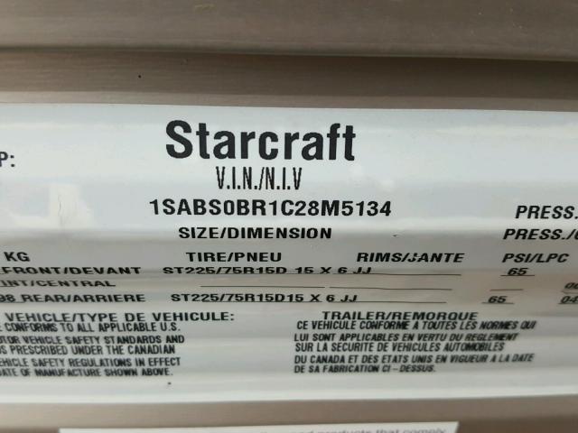 1SABS0BR1C28M5134 - 2012 STAR STARCRAFT WHITE photo 10