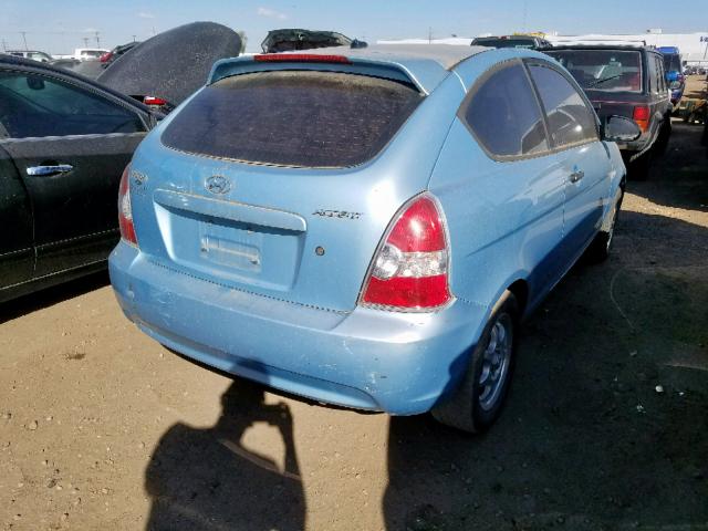 KMHCM36C38U092404 - 2008 HYUNDAI ACCENT GS BLUE photo 4