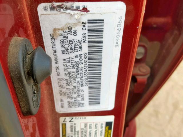 5Y2SL65846Z461823 - 2006 PONTIAC VIBE RED photo 10