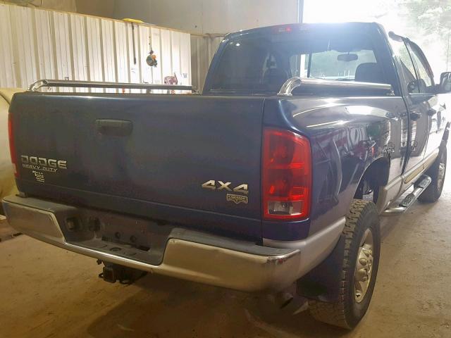 3D3KU28693G765278 - 2003 DODGE RAM 2500 S Կապույտ լուսանկար 4