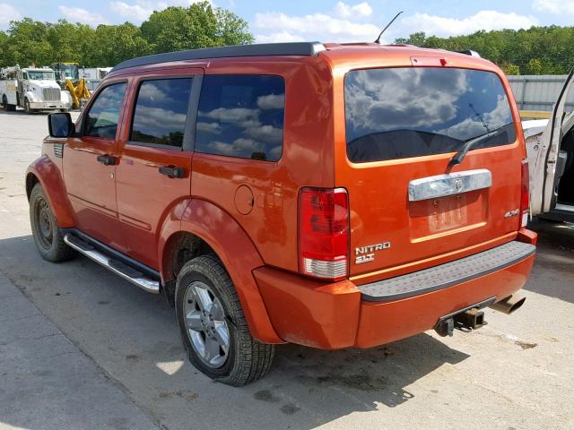 1D8GU58K97W550408 - 2007 DODGE NITRO SLT ORANGE photo 3