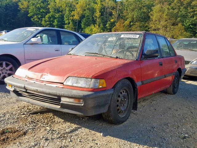 1HGED3540ML072507 - 1991 HONDA CIVIC DX RED photo 2