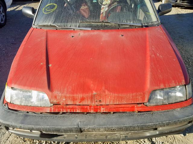 1HGED3540ML072507 - 1991 HONDA CIVIC DX RED photo 7