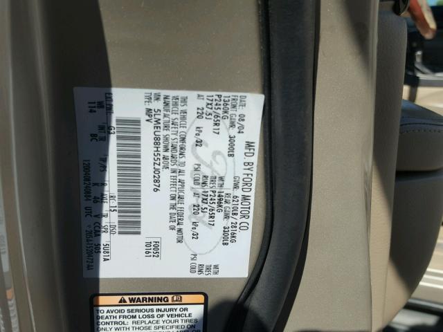 5LMEU88H55ZJ02876 - 2005 LINCOLN AVIATOR Qızıl foto 10