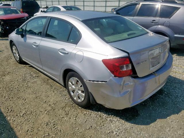 2HGFB2F57CH555953 - 2012 HONDA CIVIC LX SILVER photo 3