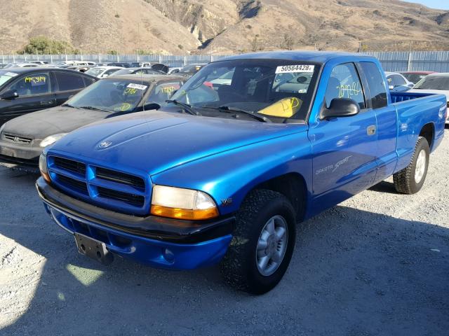 1B7GL22X2YS668698 - 2000 DODGE DAKOTA BLUE photo 2