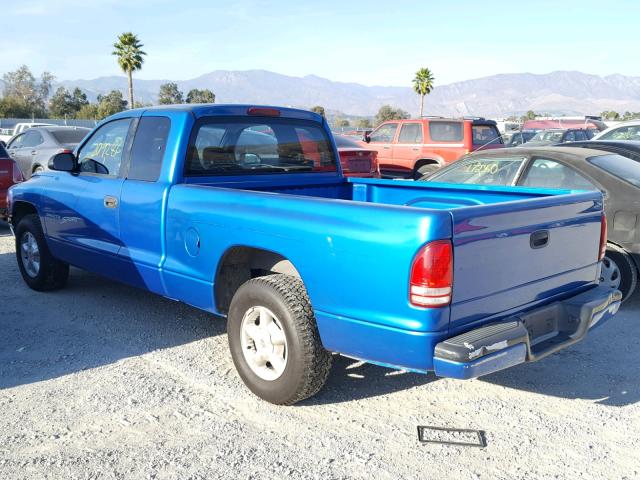 1B7GL22X2YS668698 - 2000 DODGE DAKOTA BLUE photo 3