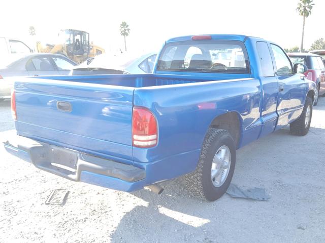 1B7GL22X2YS668698 - 2000 DODGE DAKOTA BLUE photo 4