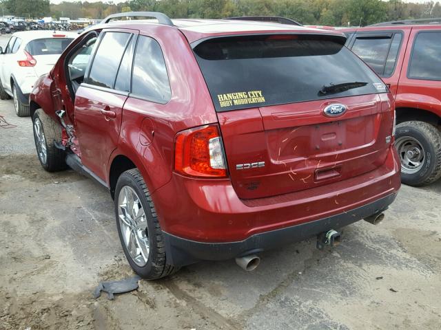 2FMDK4JC7DBC71004 - 2013 FORD EDGE SEL RED photo 3