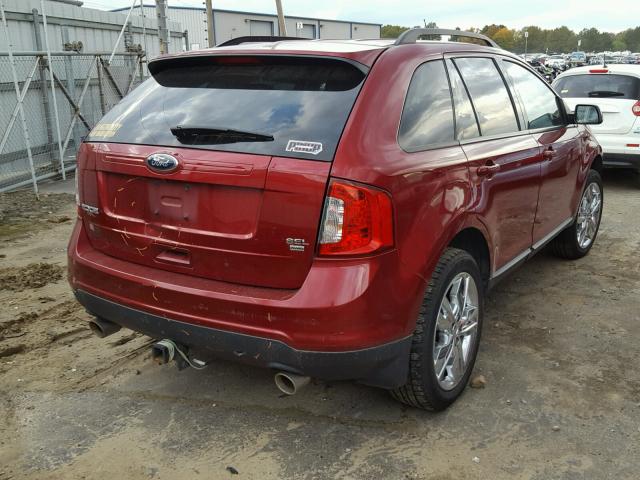 2FMDK4JC7DBC71004 - 2013 FORD EDGE SEL RED photo 4