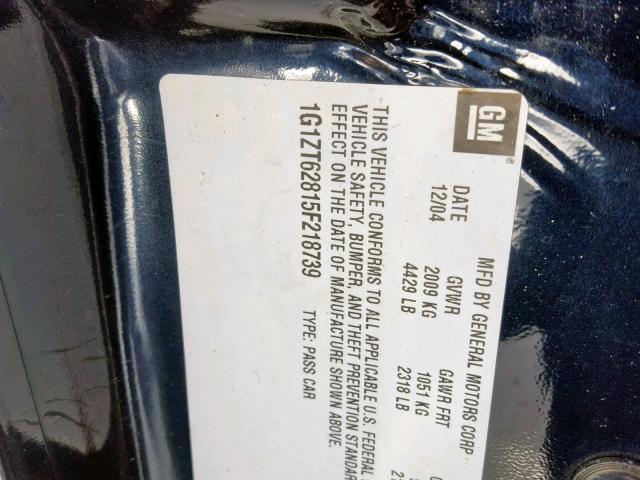 1G1ZT62815F218739 - 2005 CHEVROLET MALIBU MAX 蓝色 照片 10