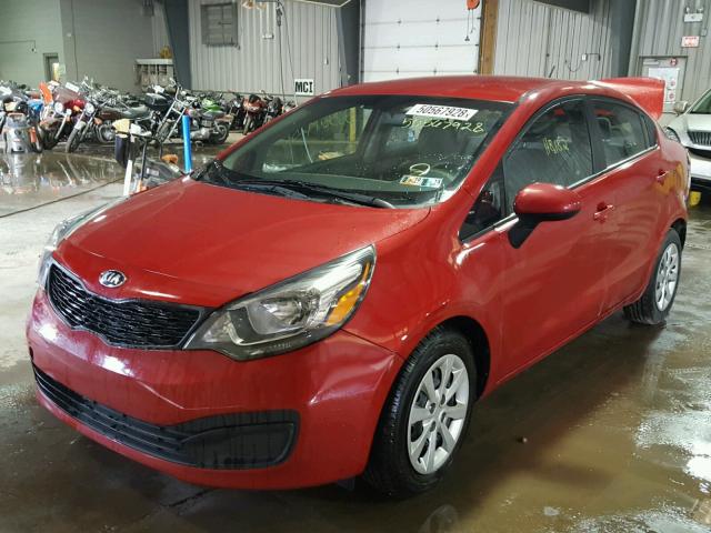 KNADM4A30E6373174 - 2014 KIA RIO LX RED photo 2