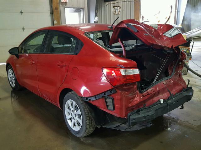 KNADM4A30E6373174 - 2014 KIA RIO LX RED photo 3