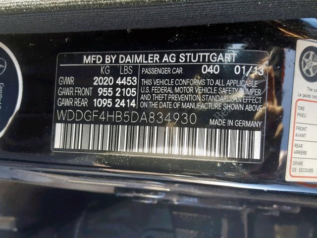 WDDGF4HB5DA834930 - 2013 MERCEDES-BENZ C 250 BLACK photo 10