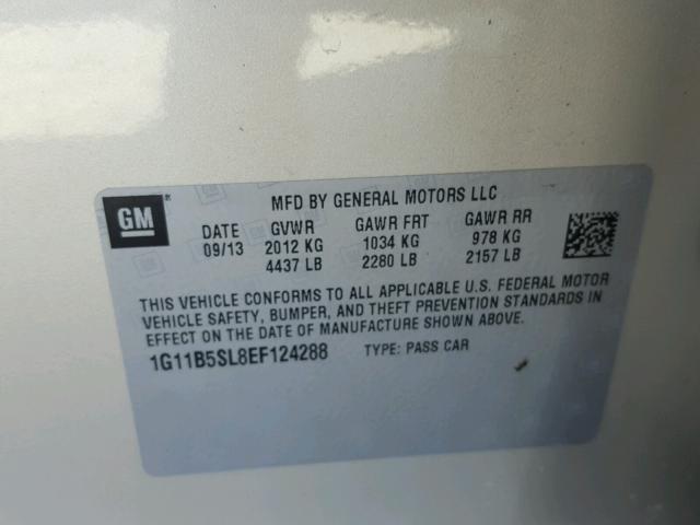 1G11B5SL8EF124288 - 2014 CHEVROLET MALIBU LS TAN photo 10