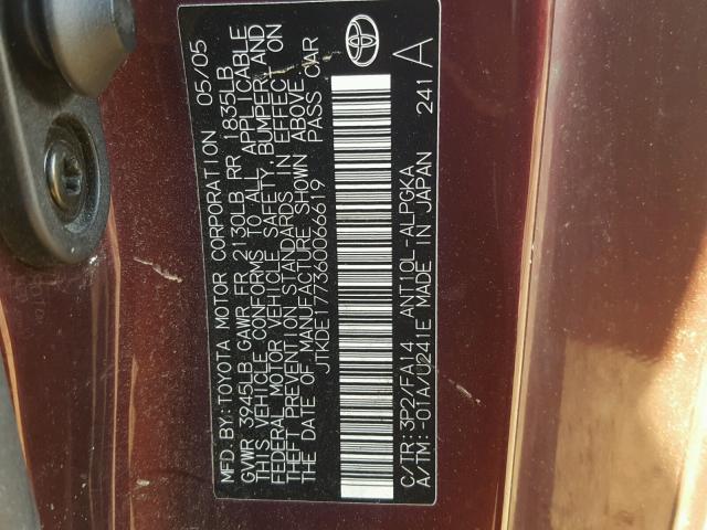 JTKDE177360066619 - 2006 TOYOTA SCION TC Bənövşəyi foto 10