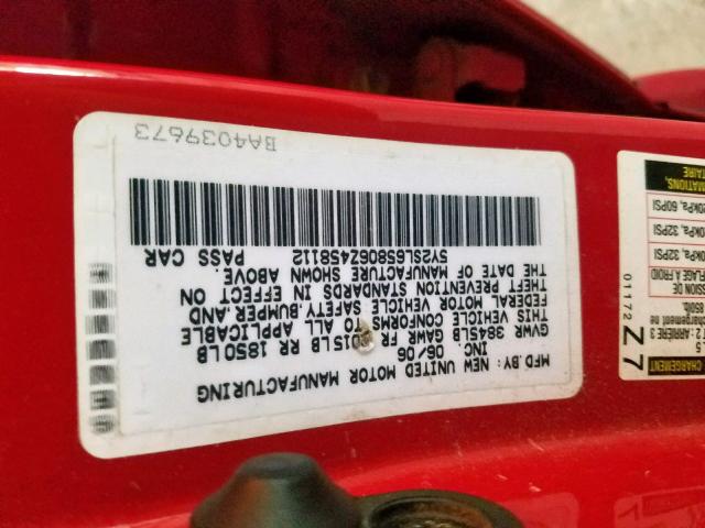 5Y2SL65806Z458112 - 2006 PONTIAC VIBE RED photo 10