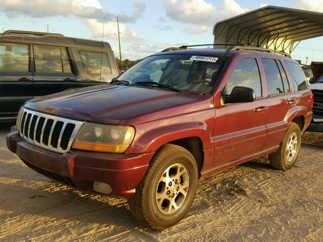 1J4G248S4YC230330 - 2000 JEEP GRAND CHER MAROON photo 2