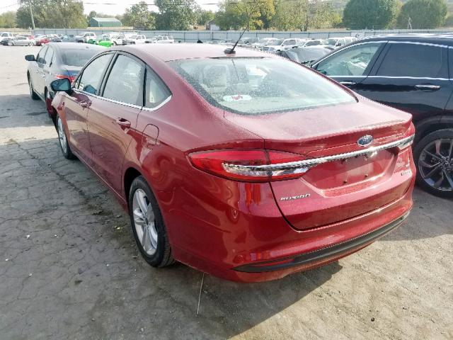 3FA6P0LUXJR208690 - 2018 FORD FUSION SE MAROON photo 3