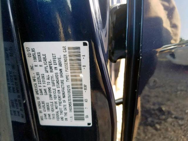 1HGCM56707A106215 - 2007 HONDA ACCORD EX BLUE photo 10