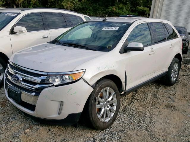 2FMDK3JC5EBA70908 - 2014 FORD EDGE SEL WHITE photo 2