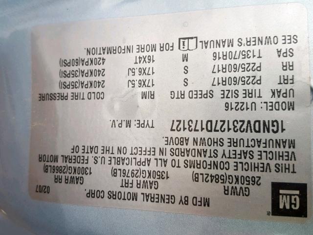 1GNDV23127D173127 - 2007 CHEVROLET UPLANDER L ლურჯი ფოტო 10