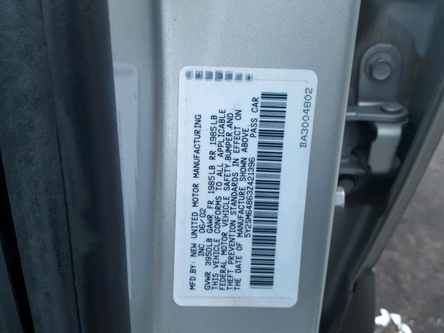 5Y2SM64863Z421396 - 2003 PONTIAC VIBE SILVER photo 10