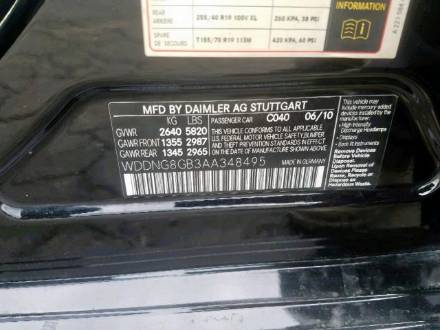 WDDNG8GB3AA348495 - 2010 MERCEDES-BENZ S 550 4MAT BLACK photo 10