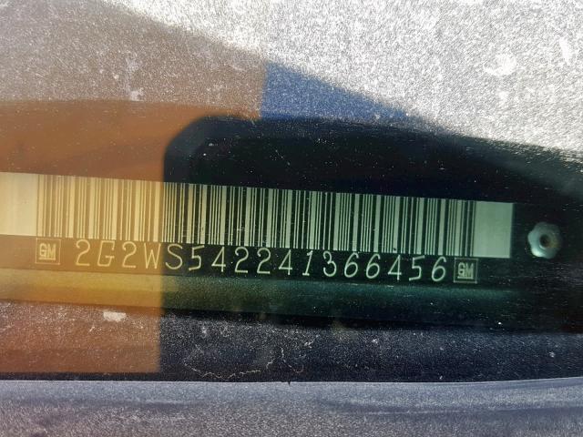 2G2WS542241366456 - 2004 PONTIAC GRAND PRIX GRAY photo 10