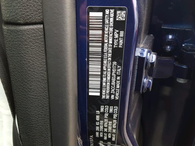 ZACCJBAB3JPH51739 - 2018 JEEP RENEGADE S PURPLE photo 10