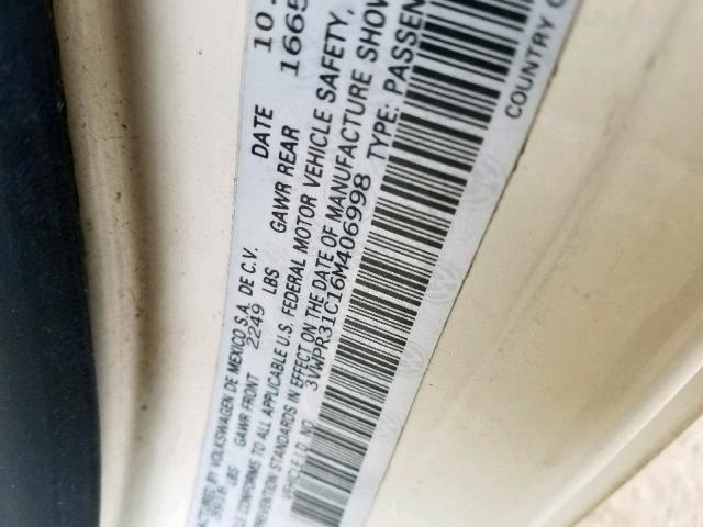 3VWPR31C16M406998 - 2006 VOLKSWAGEN NEW BEETLE 奶油色 照片 10